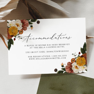 Boho Autumn Floral Wedding Accommodations Card