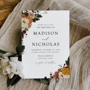 Boho Autumn Floral Wedding Invitation