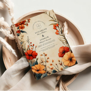 Boho Autumn Floral Wedding Invitation