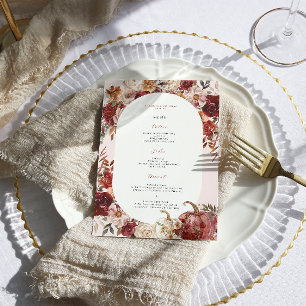 Boho Autumn Floral Wedding Menu