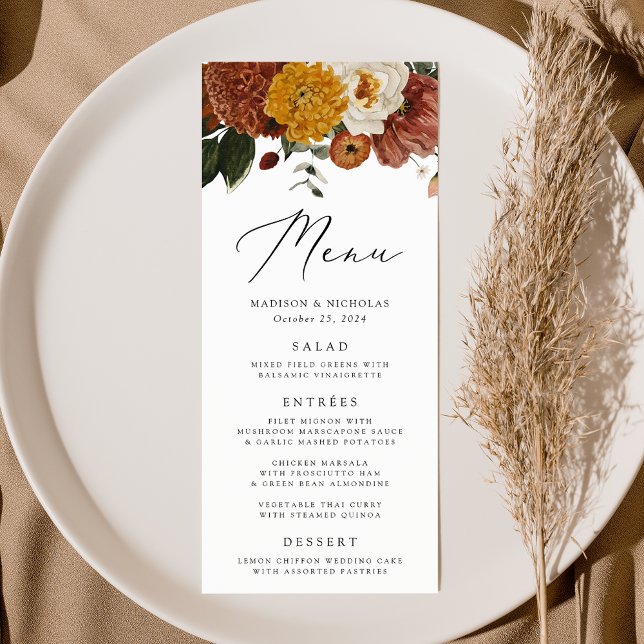 Boho Autumn Floral Wedding Menu (Creator Uploaded)