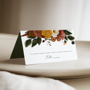 Boho Autumn Floral Wedding Place Card
