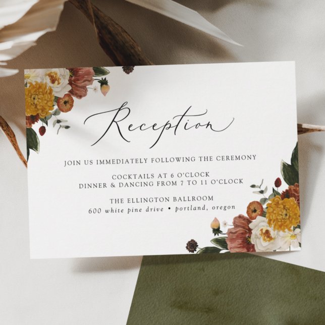 Boho Autumn Floral Wedding Reception Enclosure Card (Creator Uploaded)