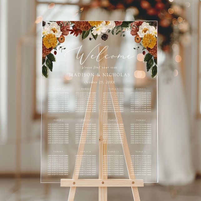 Boho Autumn Floral Wedding Seating Chart (Creator Uploaded)