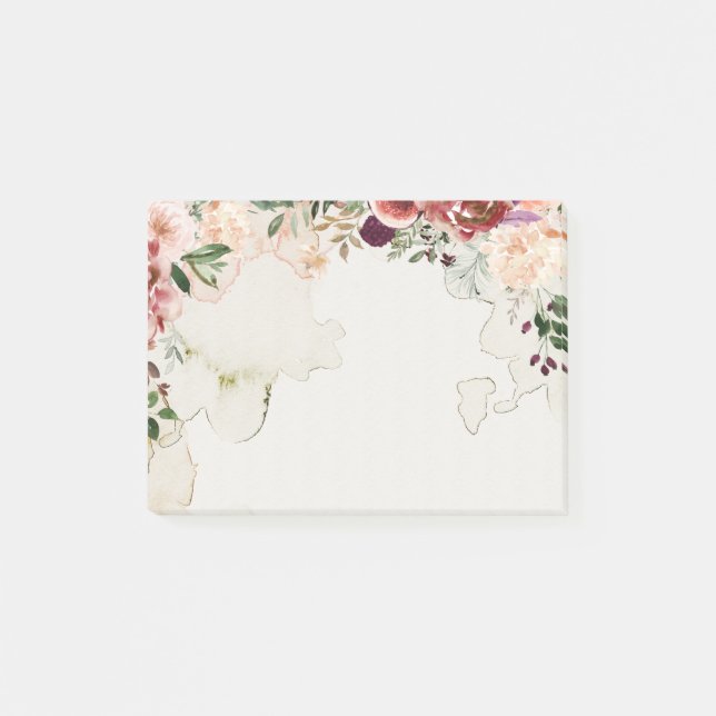 Boho Autumn Flowers Tea Stained Background Post-it Notes (Front)