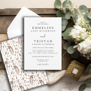 Boho Autumn Foliage   Botanical Wedding Invitation