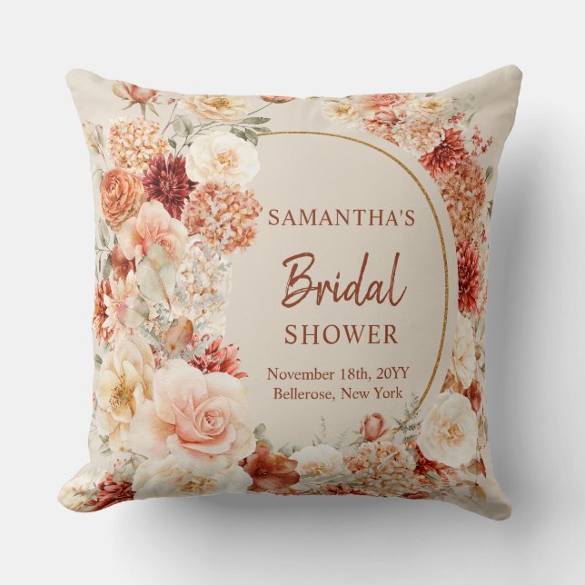 Boho autumn garden spices orange beige rust cushion (Front)