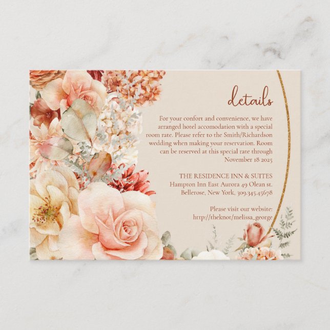 Boho autumn garden spices orange blush details enclosure card (Front)