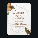 Boho Autumn Leaves Geometric Wedding Magnet<br><div class="desc">A flexible magnet invitation with painted fall foliage,  clean gold line art,  and soft earth-inspired tones. A charming autumn piece to complement rustic weddings or boho celebrations.</div>