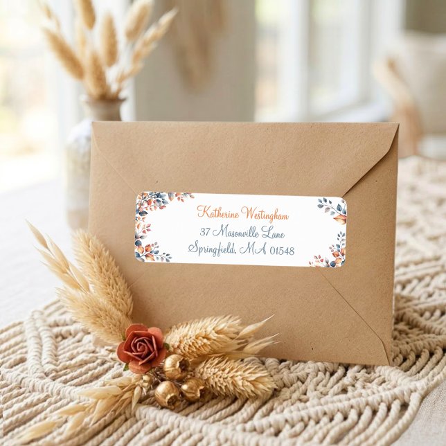 Boho Autumn Leaves Return Address Labels Set (Creator Uploaded)