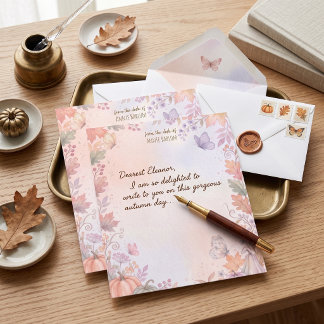 Boho Autumn Pumpkin Custom Desk Stationery