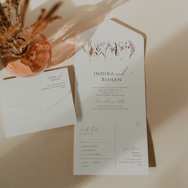 Boho Autumn Wildflower Beige Casual Seal And Send All In One Invitation (Creator Uploaded)