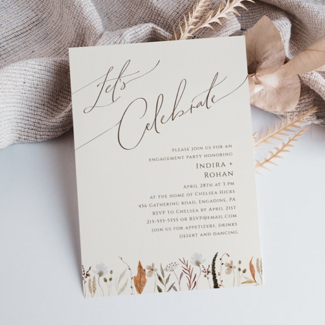 Boho Autumn Wildflower | Beige Let's Celebrate Invitation (Creator Uploaded)