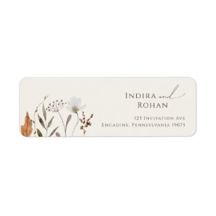 Boho Autumn Wildflower Beige Return Address Label