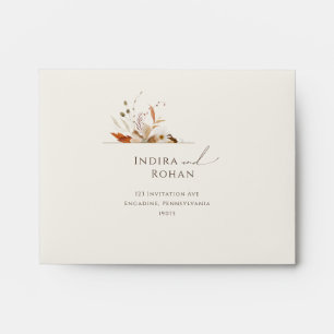 Boho Autumn Wildflower Beige Self-Addressed RSVP Envelope