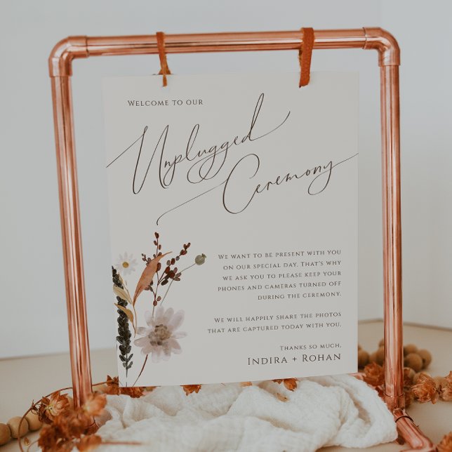 Boho Autumn Wildflower | Beige Unplugged Ceremony Poster (Creator Uploaded)