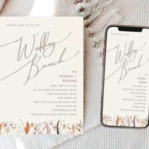 Boho Autumn Wildflower   Beige Wedding Brunch Invitation