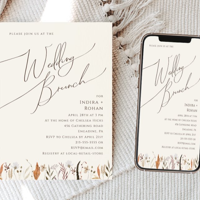 Boho Autumn Wildflower | Beige Wedding Brunch Invitation (Creator Uploaded)