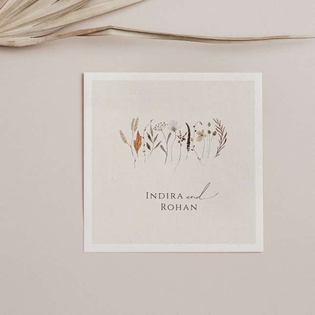 Boho Autumn Wildflower | Beige Wedding Napkins (Creator Uploaded)