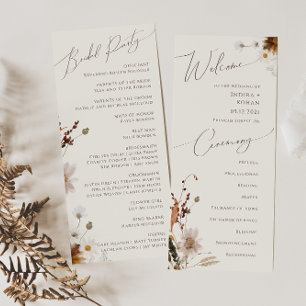 Boho Autumn Wildflower Beige Wedding Program