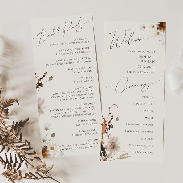 Boho Autumn Wildflower | Beige Wedding Program (Creator Uploaded)