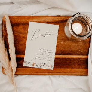 Boho Autumn Wildflower   Beige Wedding Reception Enclosure Card