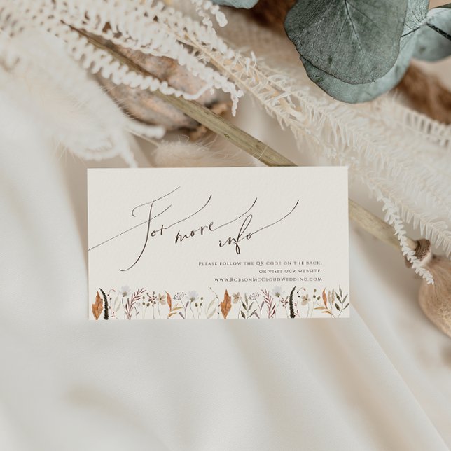 Boho Autumn Wildflower | Beige Wedding Website Enclosure Card (Creator Uploaded)