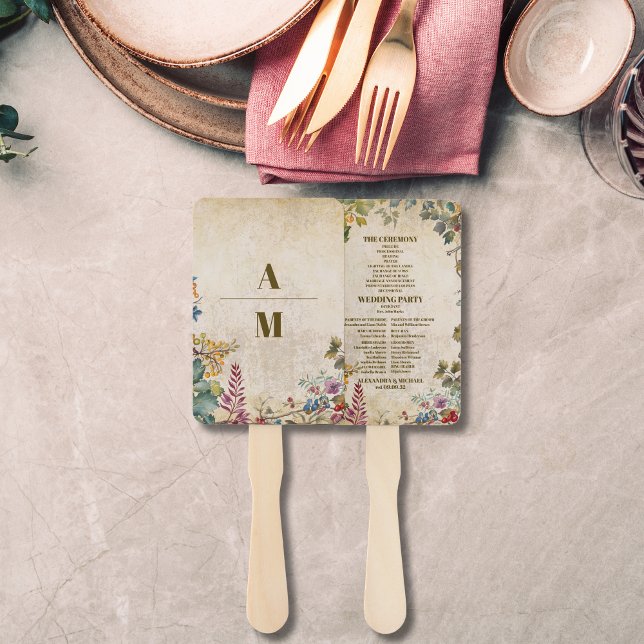 Boho Autumn Wildflower Botanical Wedding  Hand Fan (Creator Uploaded)