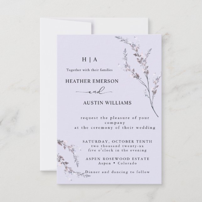 Boho Autumn Wildflower | Botanical wedding Invitation (Front)