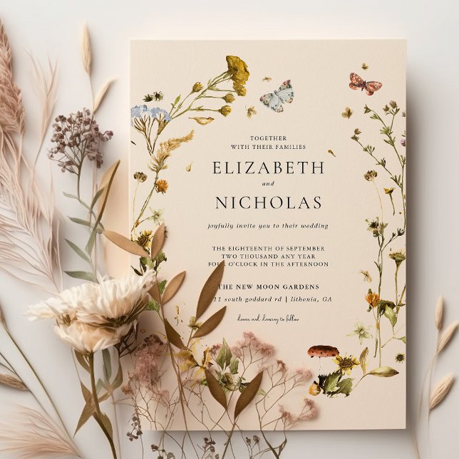 Boho Autumn Wildflower | Botanical Wedding Invitation (Creator Uploaded)