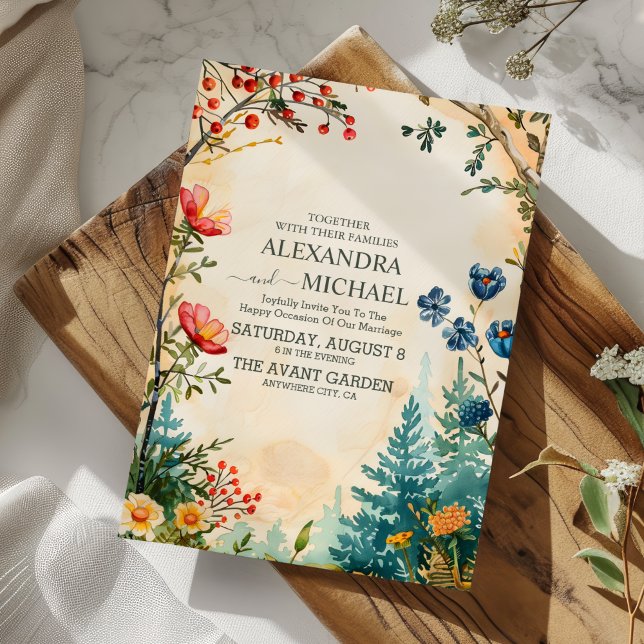 Boho Autumn Wildflower Botanical Wedding Invitation (Creator Uploaded)