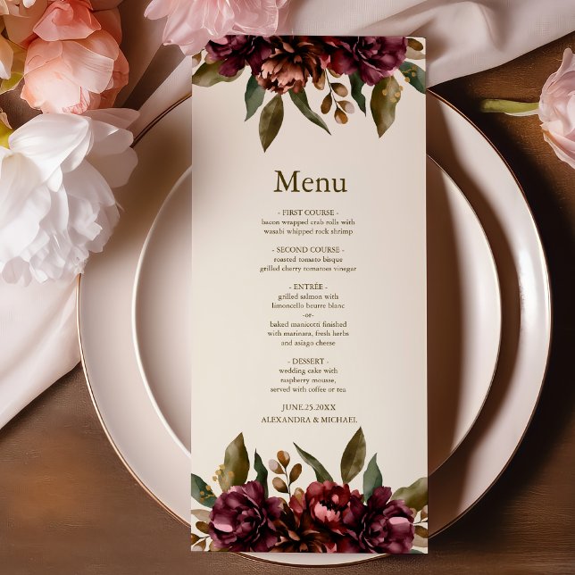 Boho Autumn Wildflower Botanical Wedding  Menu (Creator Uploaded)