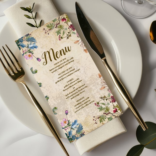 Boho Autumn Wildflower Botanical Wedding  Menu (Creator Uploaded)