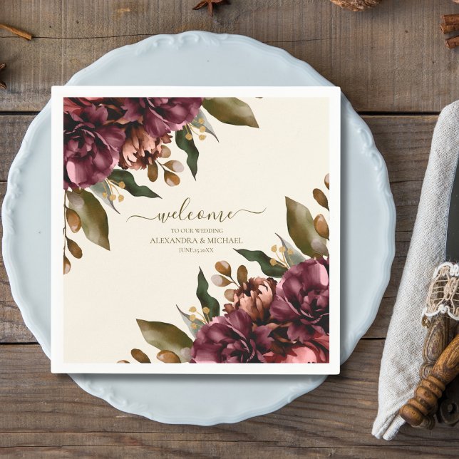 Boho Autumn Wildflower Botanical Wedding  Napkin (Creator Uploaded)