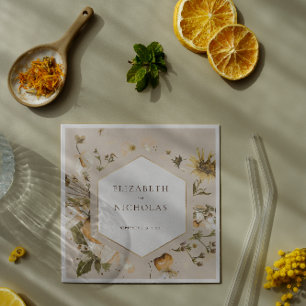 Boho Autumn Wildflower   Botanical Wedding Napkin