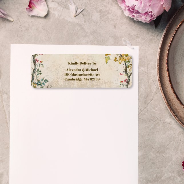 Boho Autumn Wildflower Botanical Wedding  Return Address Label (Creator Uploaded)