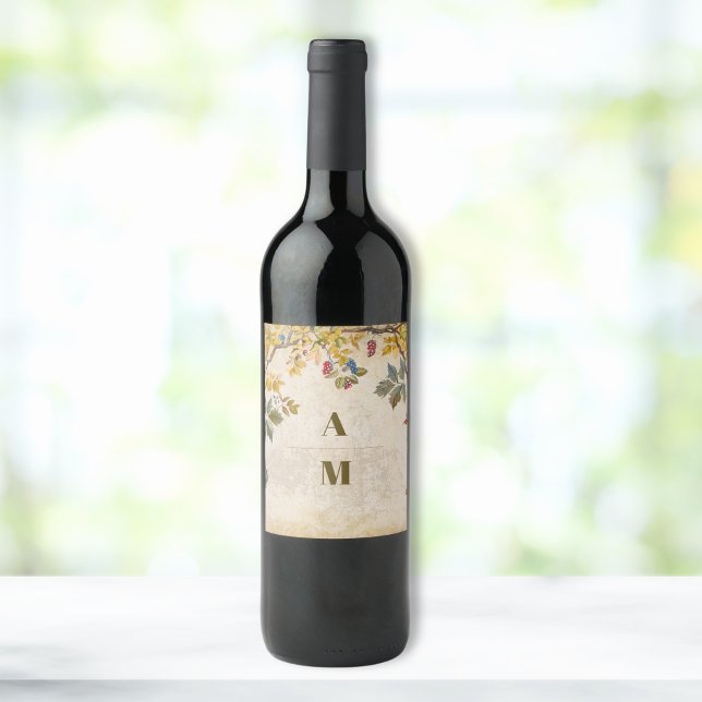 Boho Autumn Wildflower Botanical Wedding  Wine Label (Creator Uploaded)