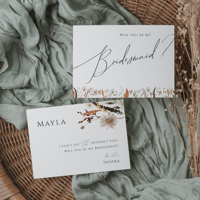 Boho Autumn Wildflower | Bridesmaid Proposal Card (Creator Uploaded)