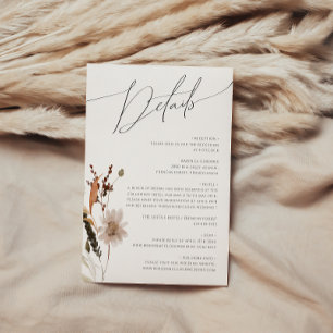 Boho Autumn Wildflower Details Enclosure Card