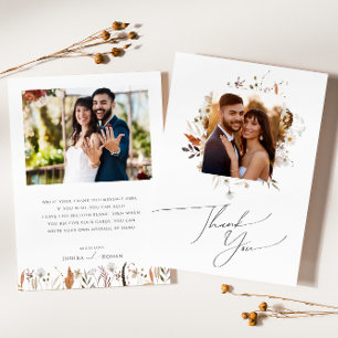 Boho Autumn Wildflower   Flat Photo Thank You Card