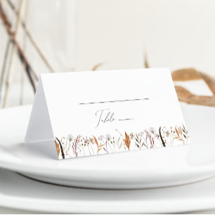 Boho Autumn Wildflower Folded Place Card