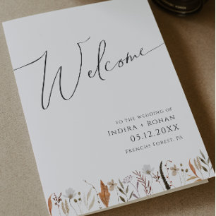 Boho Autumn Wildflower   Folded Wedding Program