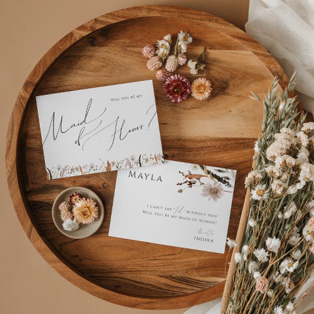 Boho Autumn Wildflower | Maid of Honour Card (Creator Uploaded)