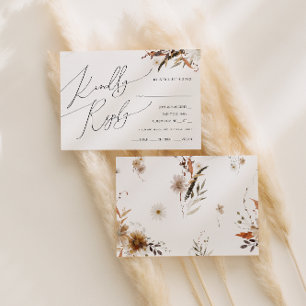Boho Autumn Wildflower Menu Choice RSVP Card