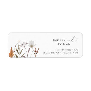 Boho Autumn Wildflower   Return Address Label