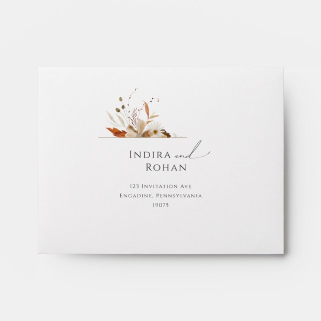 Boho Autumn Wildflower | Self-Addressed RSVP Envelope (Front)