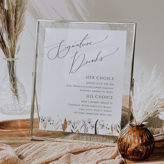 Boho Autumn Wildflower Signature Drinks Sign (Creator Uploaded)
