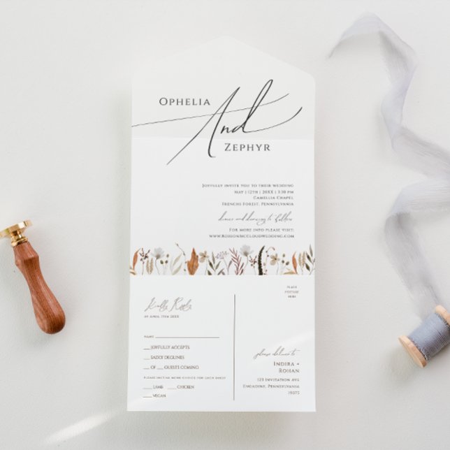 Boho Autumn Wildflower Simple Casual Seal and Send All In One Invitation (Creator Uploaded)