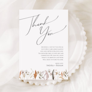Boho Autumn Wildflower   Table Thank You Card