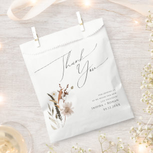 Boho Autumn Wildflower   Thank You Favour Bag